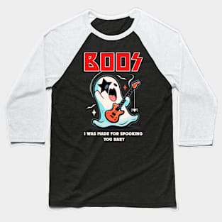 Funny Retro Rock Sheet Ghost Men Kids Women Halloween Baseball T-Shirt